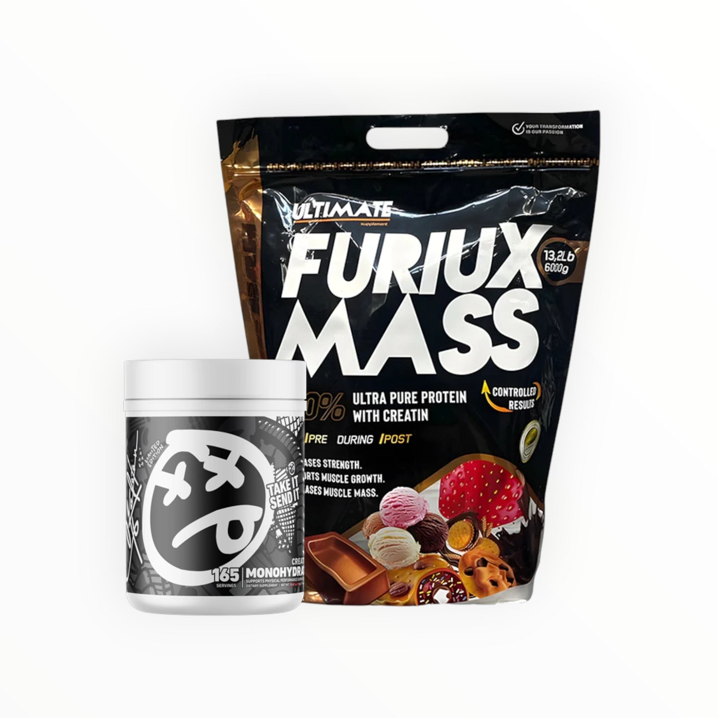 Ultimate Furux Mass 6kg (13.2lb) + Creatine Monohydrate 165 Servings β Advanced Muscle Bulking & Strength Stack