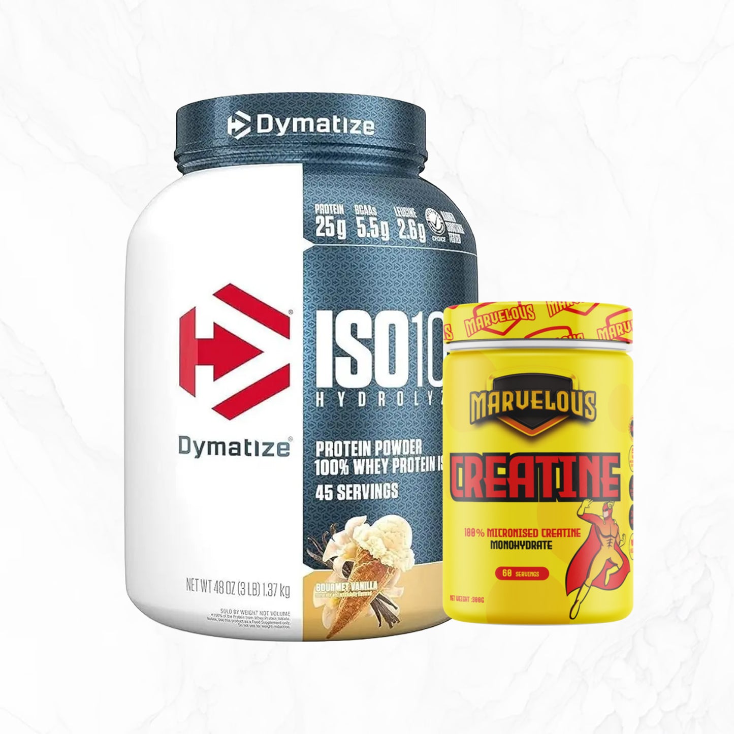 Dymatize ISO 100 + Marvelous Creatine Bundle | Lean Muscle & Recovery Stack | Power Fit Egypt
