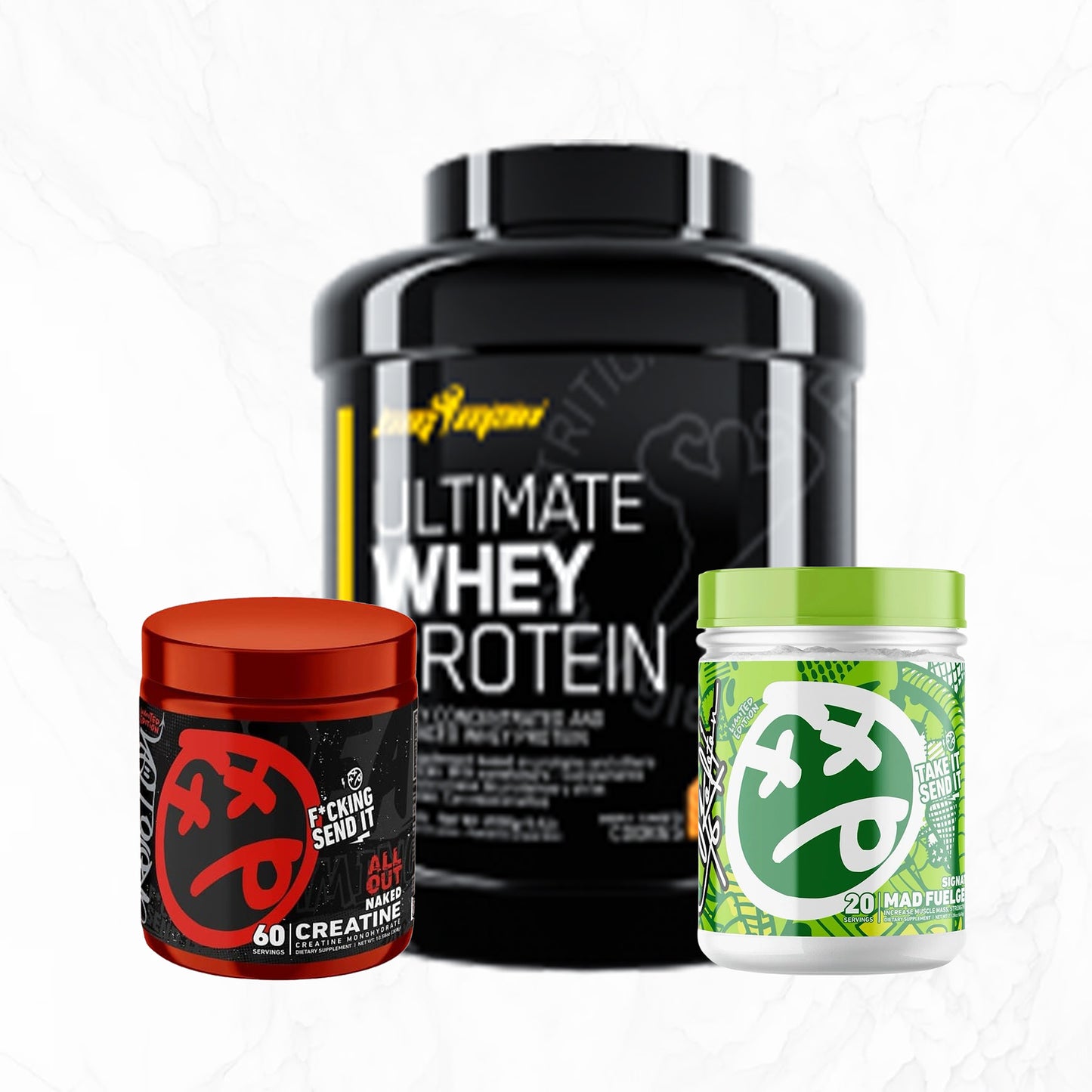 Big Man Ultimate Whey + Skeleton Pre & Mad FuelGen Bundle | Power & Intensity Stack | Power Fit Egypt