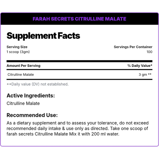 Farah Secrets Citrulline Malate 300g – 100 Servings Pre-Workout in Egypt