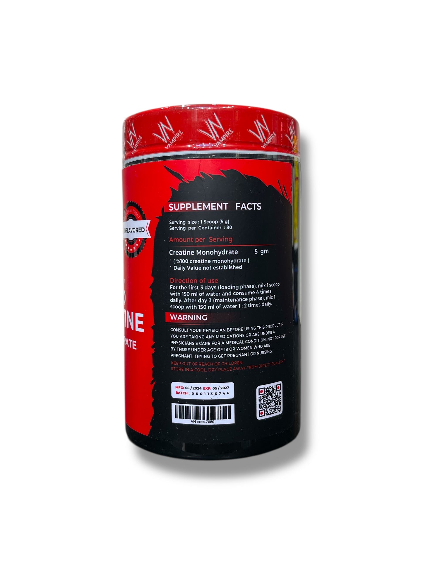 Vampire Nutrition 100% Creatine Monohydrate – Boost Muscle Power and Strength