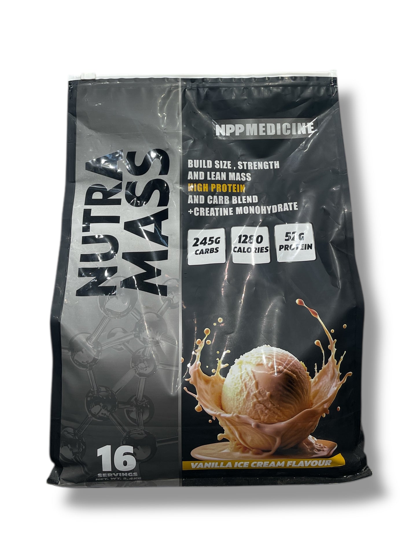 Nutra Mass by NPP Medicine – High-Calorie Mass Gainer Vanilla Ice Cream Flavor