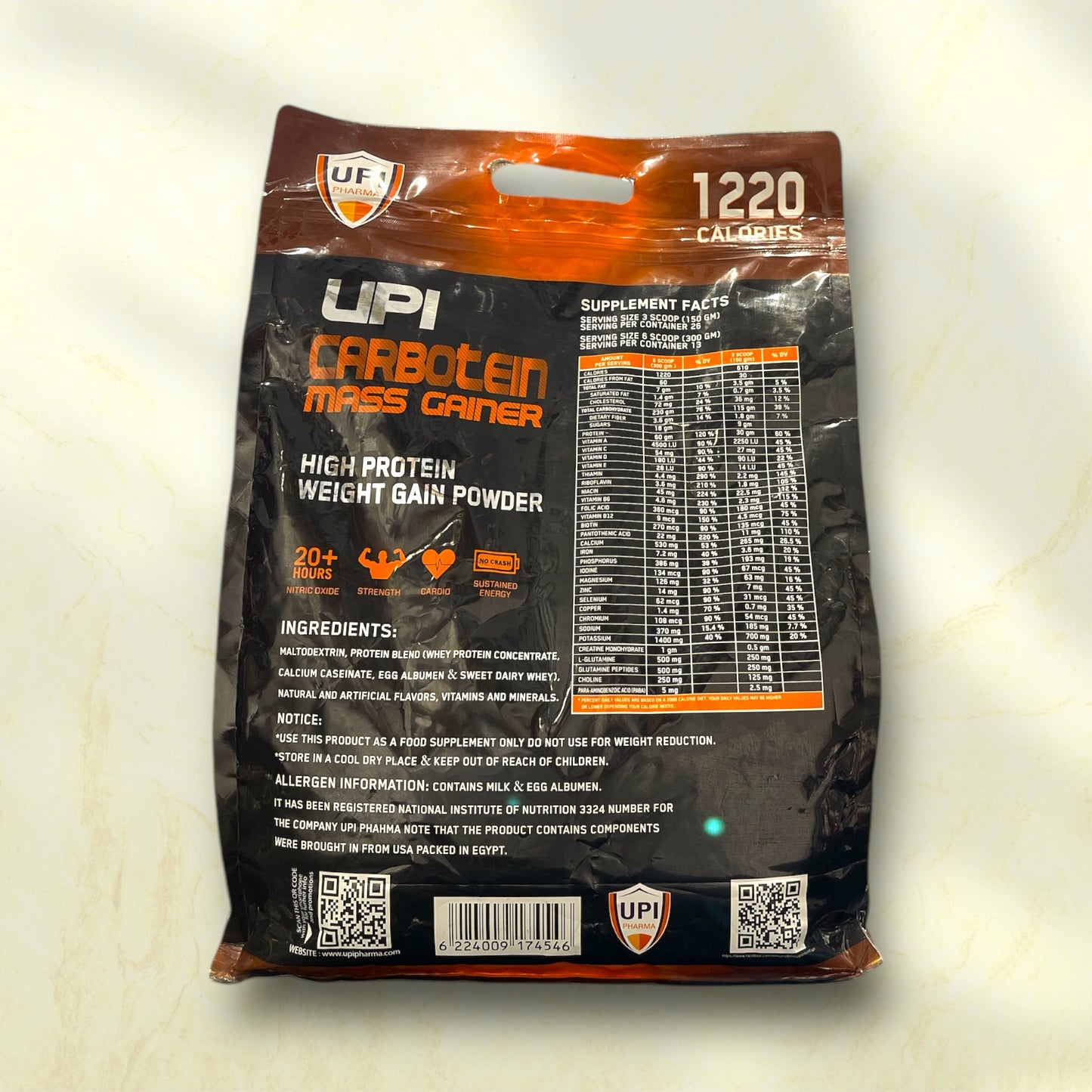 UPI Carboten Mass Gainer – High-Protein Weight Gain Powder for Muscle Growth - Power Fit Supplements Egypt