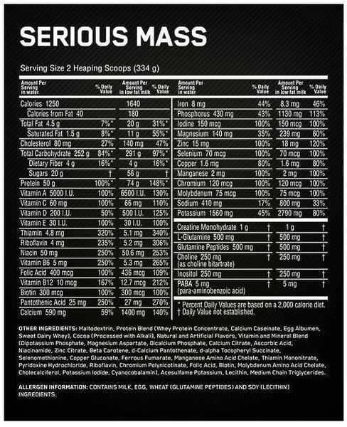 Optimum Nutrition Serious Mass – High-Calorie Weight Gainer for Serious Muscle Gains