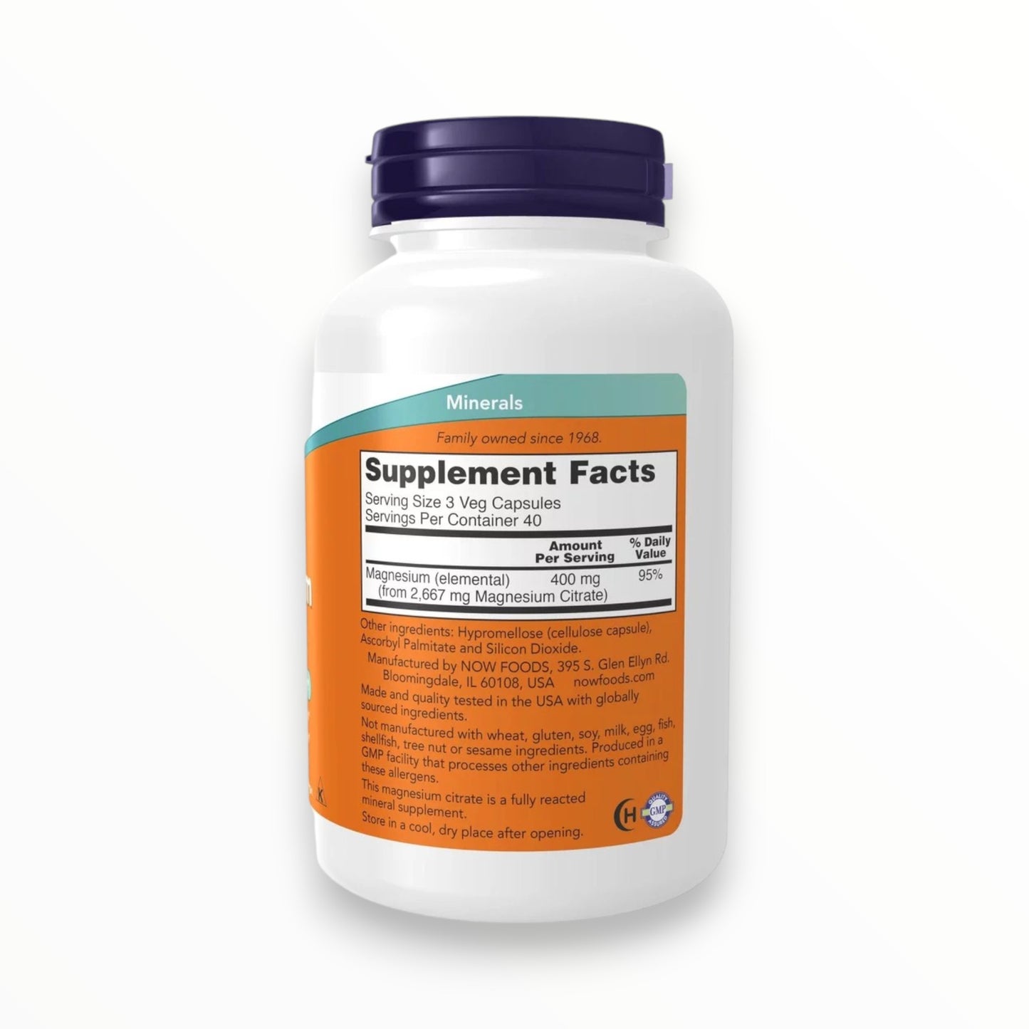 NOW Magnesium Citrate โ Nervous System & Muscle Support (120 Veg Capsules) | Egypt