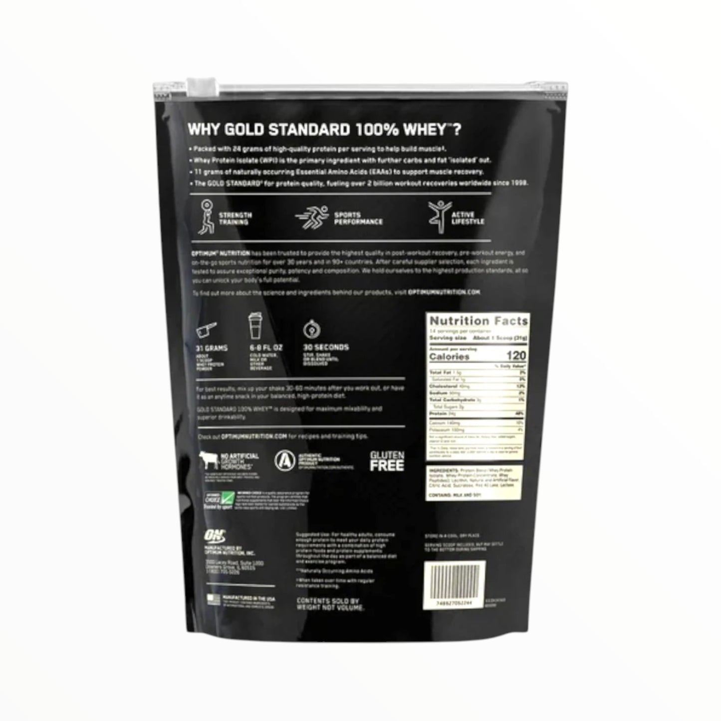 Optimum Nutrition Gold Standard Whey 454g (14 Servings) | Lean Muscle & Recovery| In Power Fit Supplements Egypt