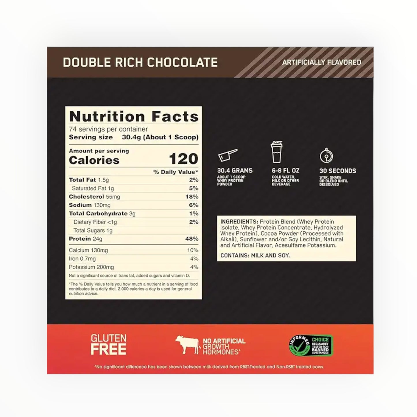 Optimum Nutrition Gold Standard 100% Whey Protein – Double Rich Chocolate, 5lb (2.27kg)