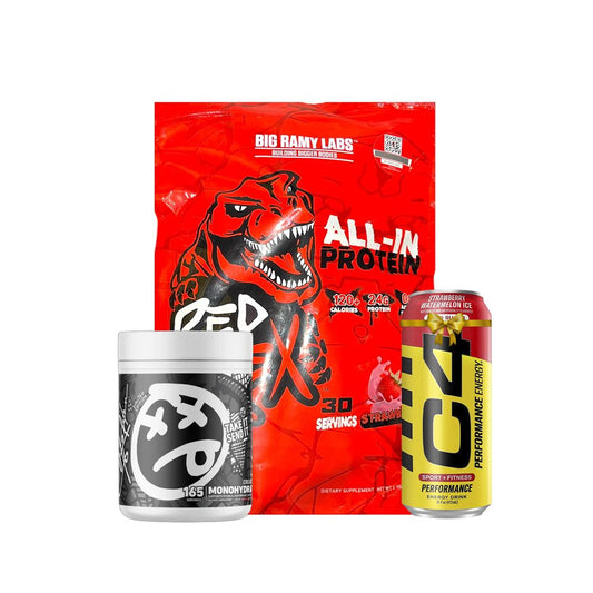 Lean Muscle Stack | Big Ramy Labs All-In protein + Creatine + C4 Energy Drink | Strength & Recovery Combo