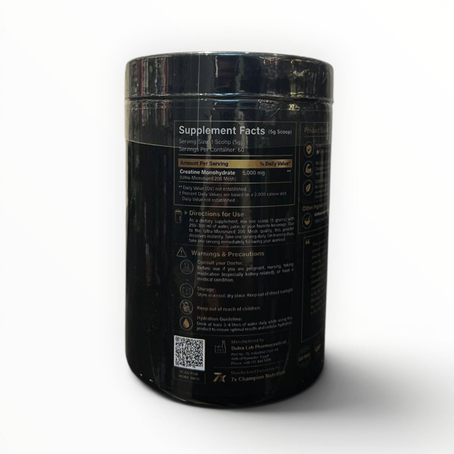 7X Champion Nutrition | Creatine Monohydrate 300g β Pure Micronized Creatine | Ahmed Nagib Series