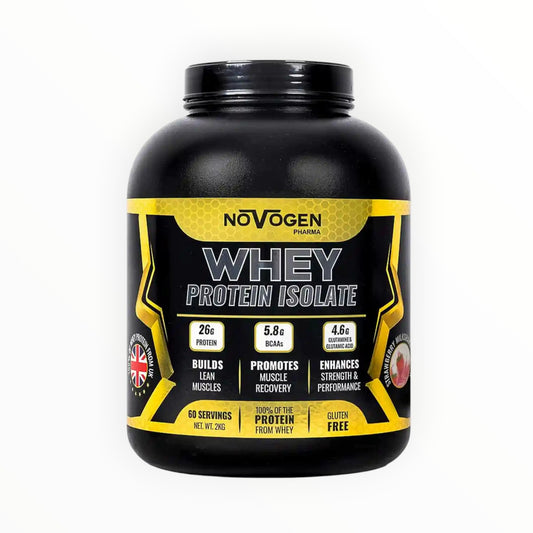 Novogen Pharma Whey Protein Isolate 2kg (60 Servings) – 26g Protein – 5.8g BCAAs – Gluten Free Whey Isolate Egypt
