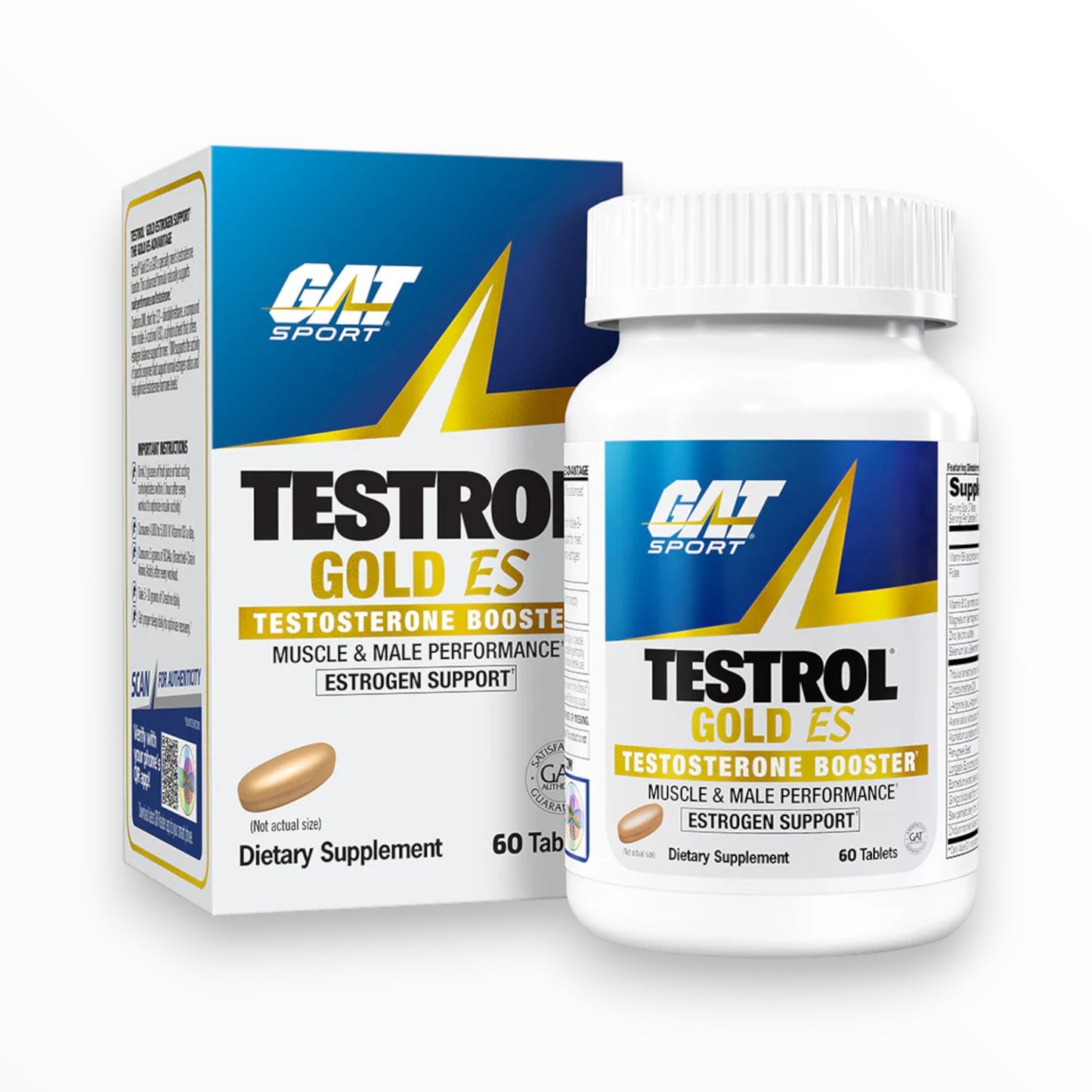 GAT Sport Testrol Gold ES – Testosterone Booster & Estrogen Support for Muscle & Male Performance, 60 Tablets