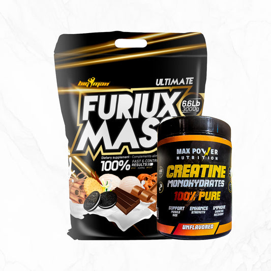 Bundle Offer: Furiux Mass Gainer + Creatine Max Power | High Calories &amp; Strength | Power Fit Egypt