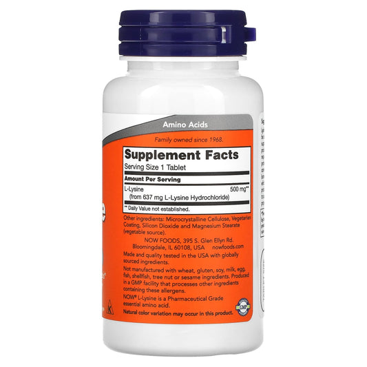 NOW L-Lysine 500mg – 100 Tablets Essential Amino Acid in Egypt