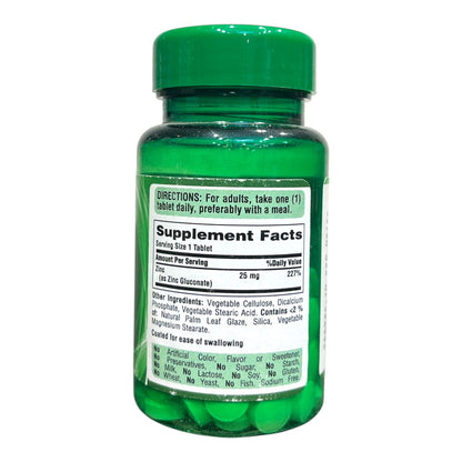 Puritan’s Pride Zinc 25mg – 100 Tablets | Immune & Skin Support