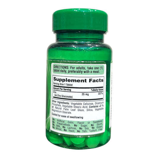Puritan’s Pride Zinc 25mg – 100 Tablets | Immune & Skin Support
