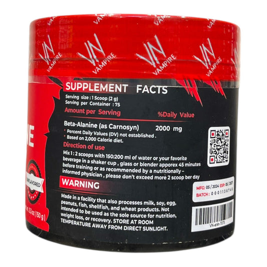 Vampire Beta-Alanine 150g (75 Servings) – Endurance & Performance Booster in Egypt