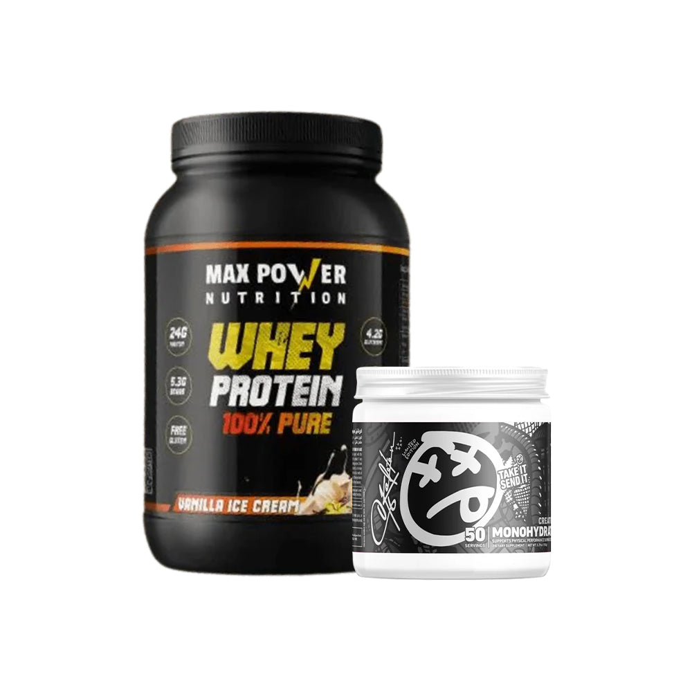 Max Power Whey Protein 100% Pure (24g Protein) + Creatine Monohydrate – Muscle Growth Stack | Power Fit