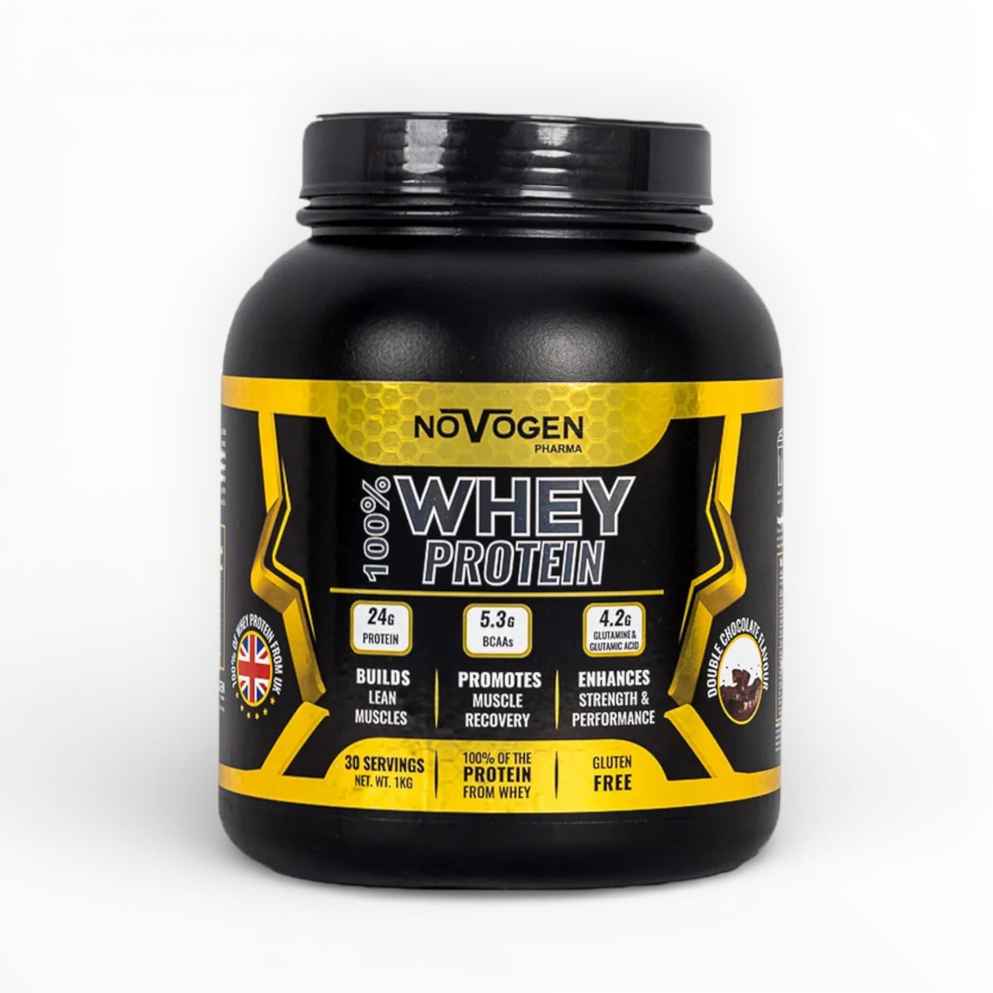 Novogen Pharma 100% Whey Protein 1kg – 24g Protein Muscle Growth & Recovery Formula (30 Servings)