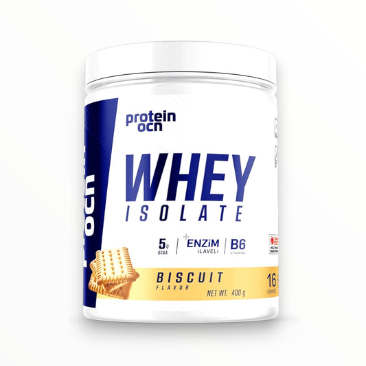 Protein OCN Whey Isolate Biscuit Flavor 400g – Premium Whey Protein Isolate with BCAA & Vitamin B6 (16 Servings)