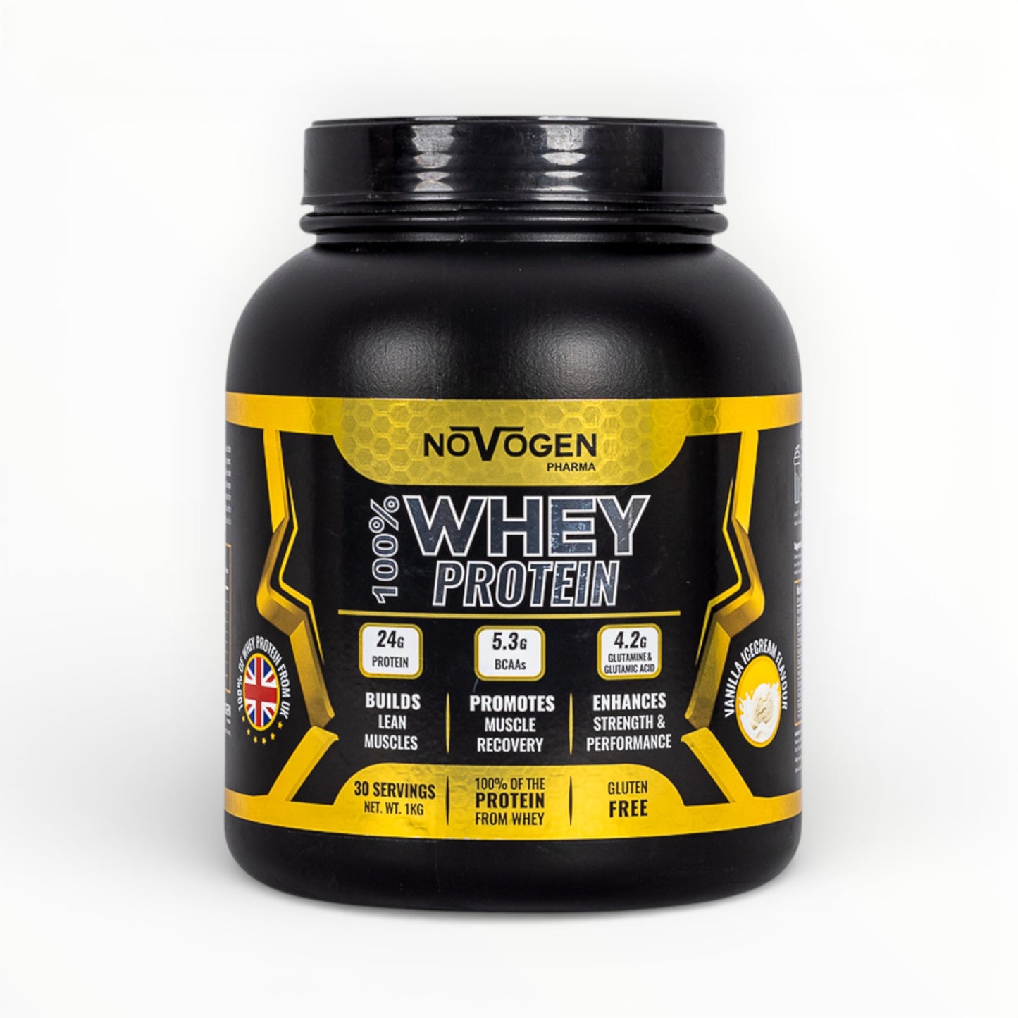 Novogen Pharma 100% Whey Protein 1kg – 24g Protein Muscle Growth & Recovery Formula (30 Servings)