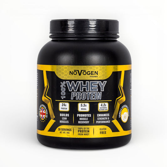 Novogen Pharma 100% Whey Protein 1kg – 24g Protein Muscle Growth & Recovery Formula (30 Servings)