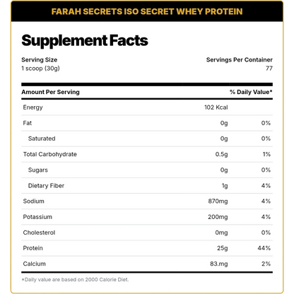 Farah Secrets ISO Whey Protein 5.3kg – 77 Servings Isolate in Egypt