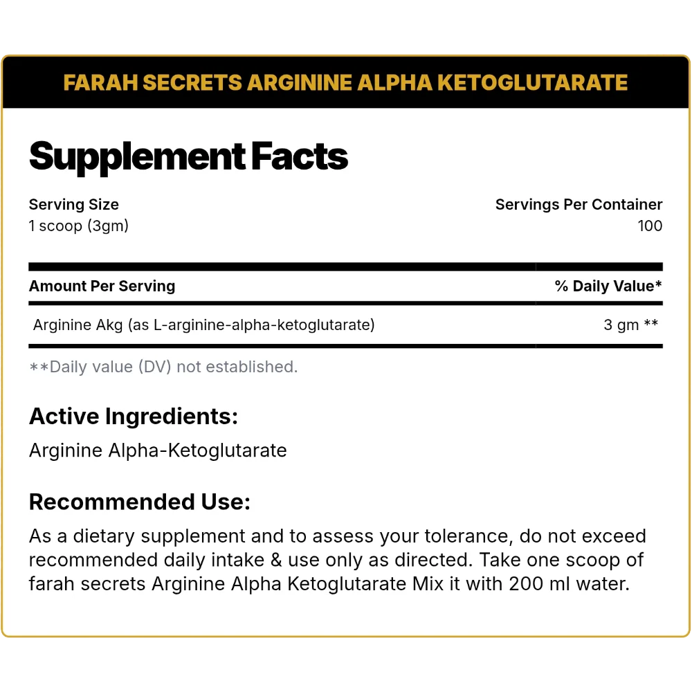 Farah Secrets Arginine 300g – 100 Servings Nitric Oxide Booster in Egypt