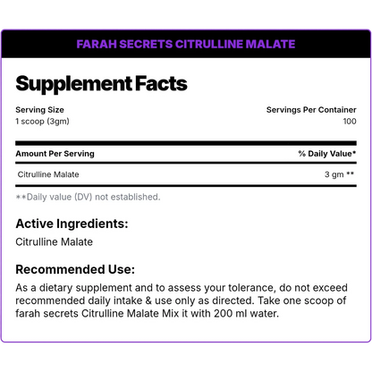Farah Secrets Citrulline Malate 300g – 100 Servings Pre-Workout in Egypt