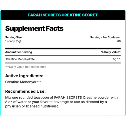 Farah Secrets Creatine 300g – 60 Servings Micronized Creatine in Egypt