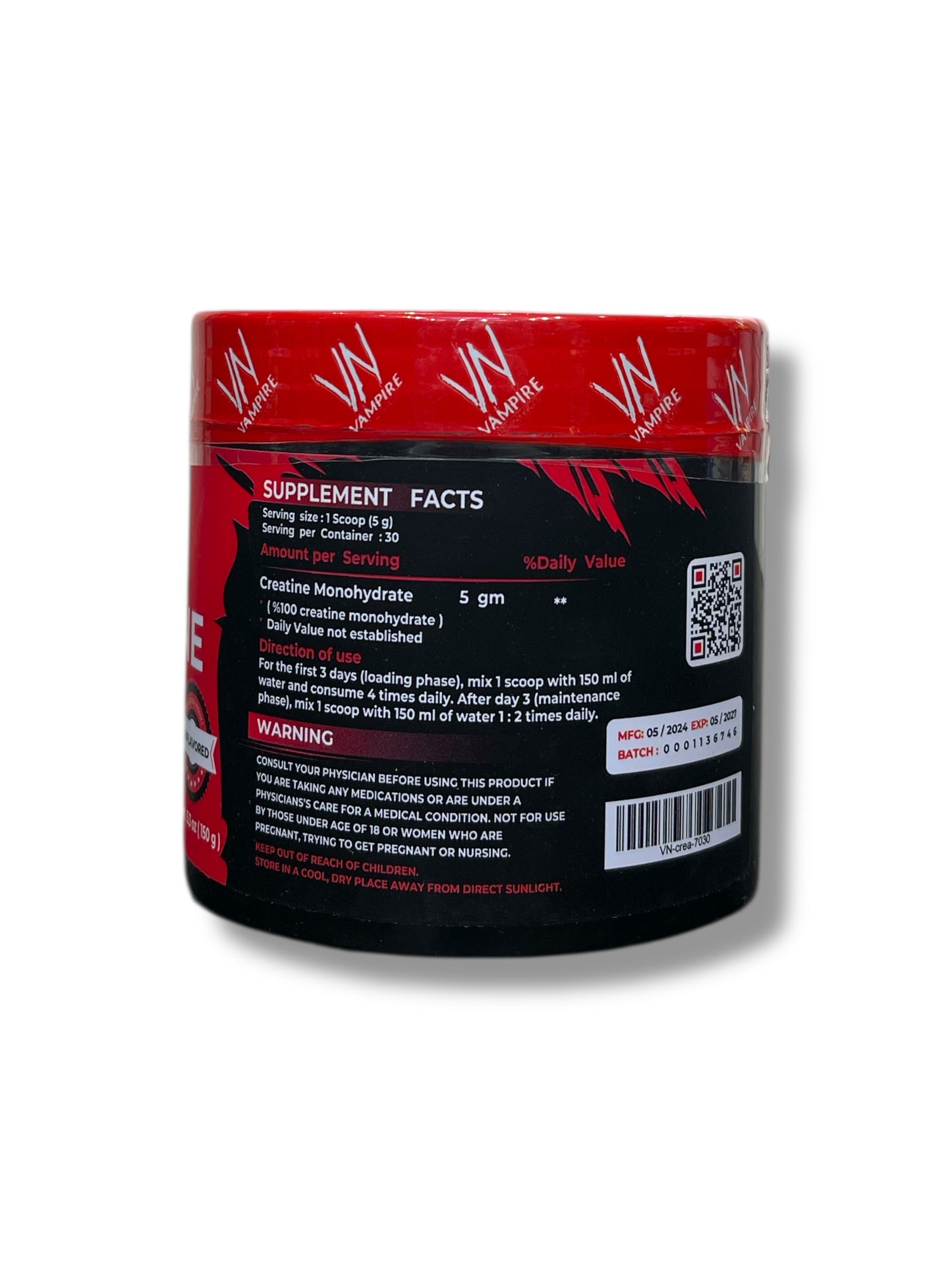 Vampire Nutrition 100% Creatine Monohydrate – Boost Muscle Power and Strength