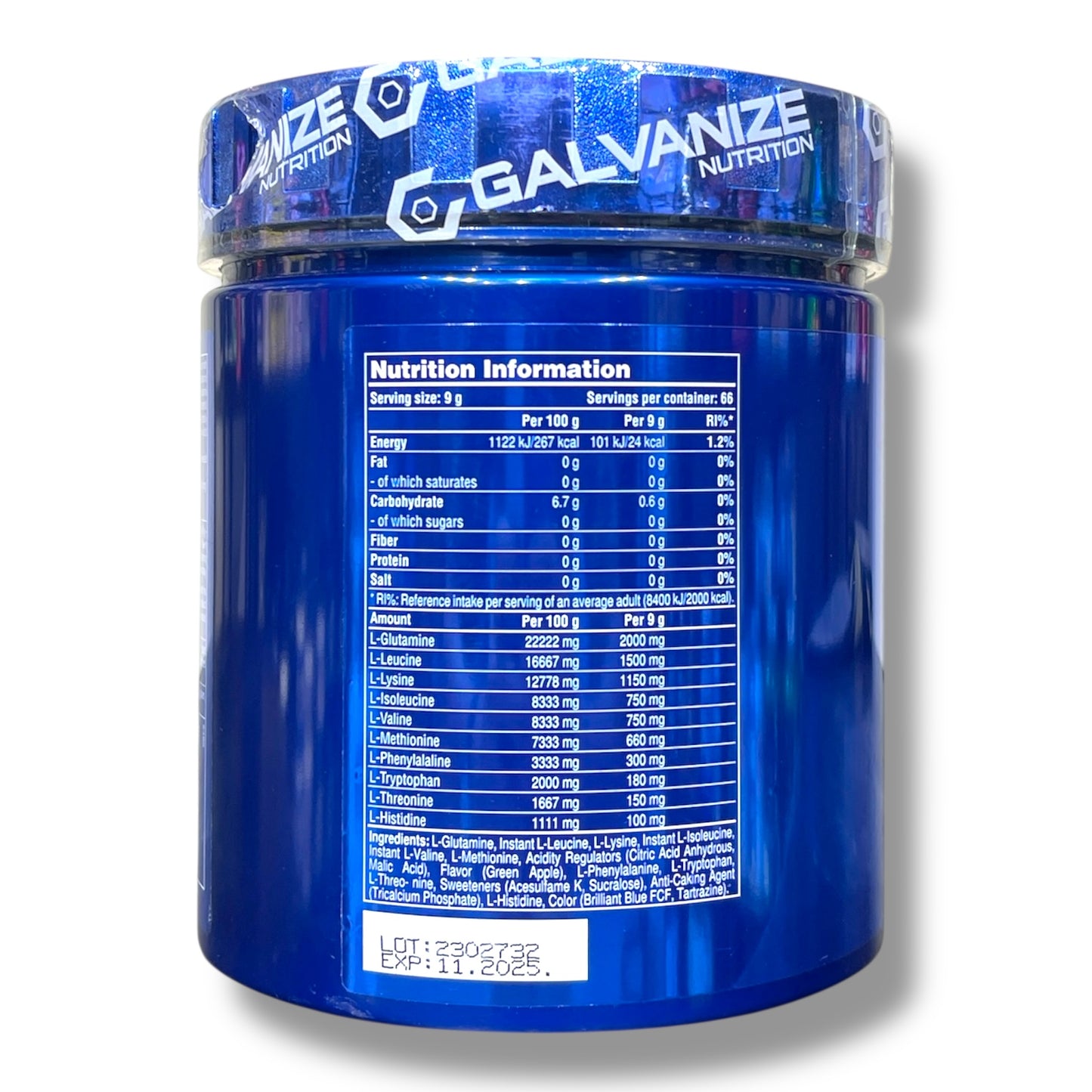 Galvanize Chrome EAA + Gluta – Green Apple | 600g | 66 Servings