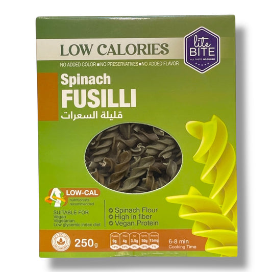 Lite Bite Spinach Fusilli 250g | Low-Calorie Vegan Pasta | High Fiber &amp; Plant Protein