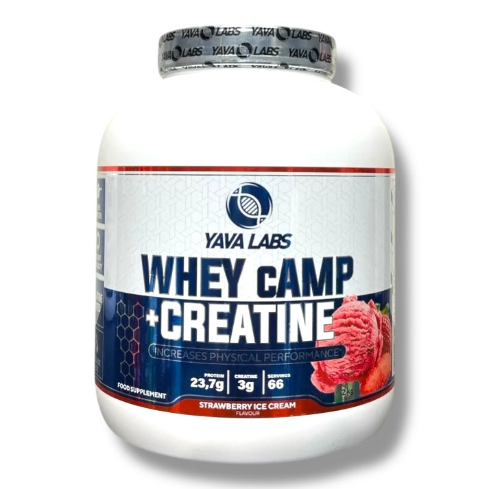 Yava Labs Whey Camp+Creatine is a premium 2-in-1 supplement designed to support muscle growth, enhance physical performance, and accelerate recovery.