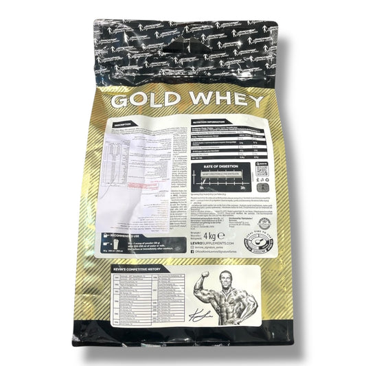 Kevin Levrone Gold Whey is a premium whey protein concentrate supplement formulated to support muscle growth, recovery, and overall athletic performance.