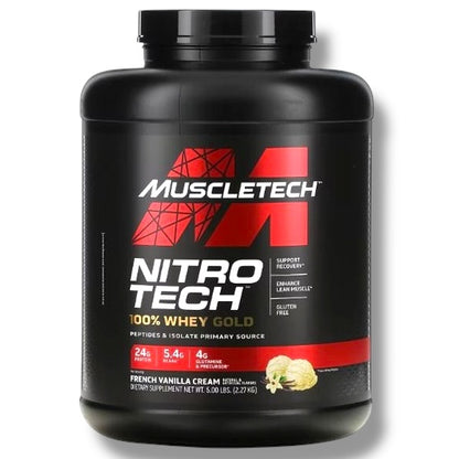 MuscleTech Nitro-Tech Whey Gold 2.27kg (69 Servings) | Premium Whey Isolate & Peptides for Muscle Growth