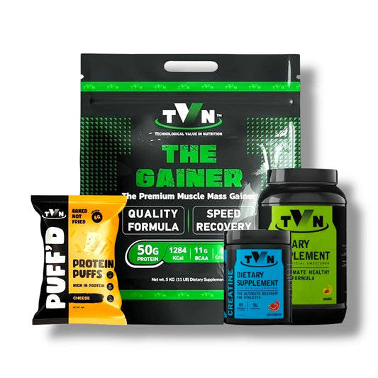 TVN Ultimate Muscle Building Bundle – Gainer, Creatine, Protein Puffs & Supplements