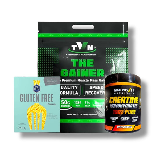 TVN Mass Gainer + Max Power Creatine + Gluten-Free Pasta – Lean Bulk Bundle