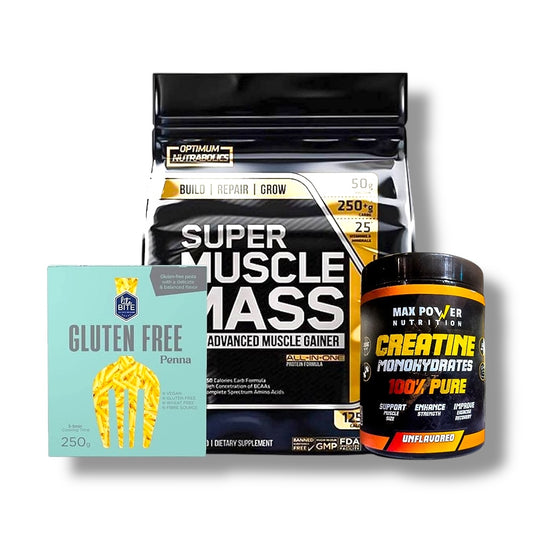Super Muscle Mass Gainer + Max Power Creatine + Gluten-Free Pasta – Advanced Bulking Stack