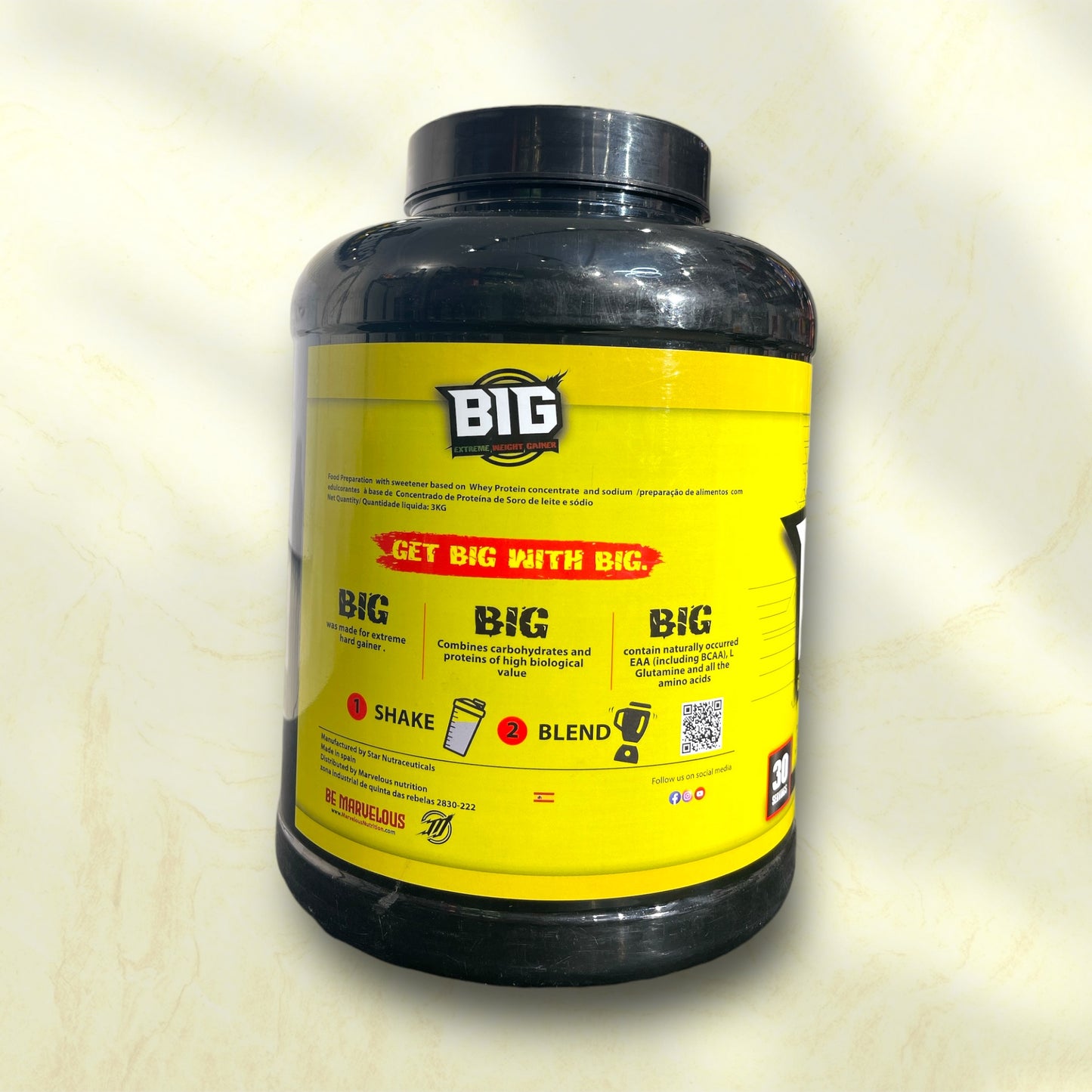 Marvelous BIG Extreme Weight Gainer – High-Calorie Formula for Rapid Mass Gainer - Power Fit Supplements Egypt
