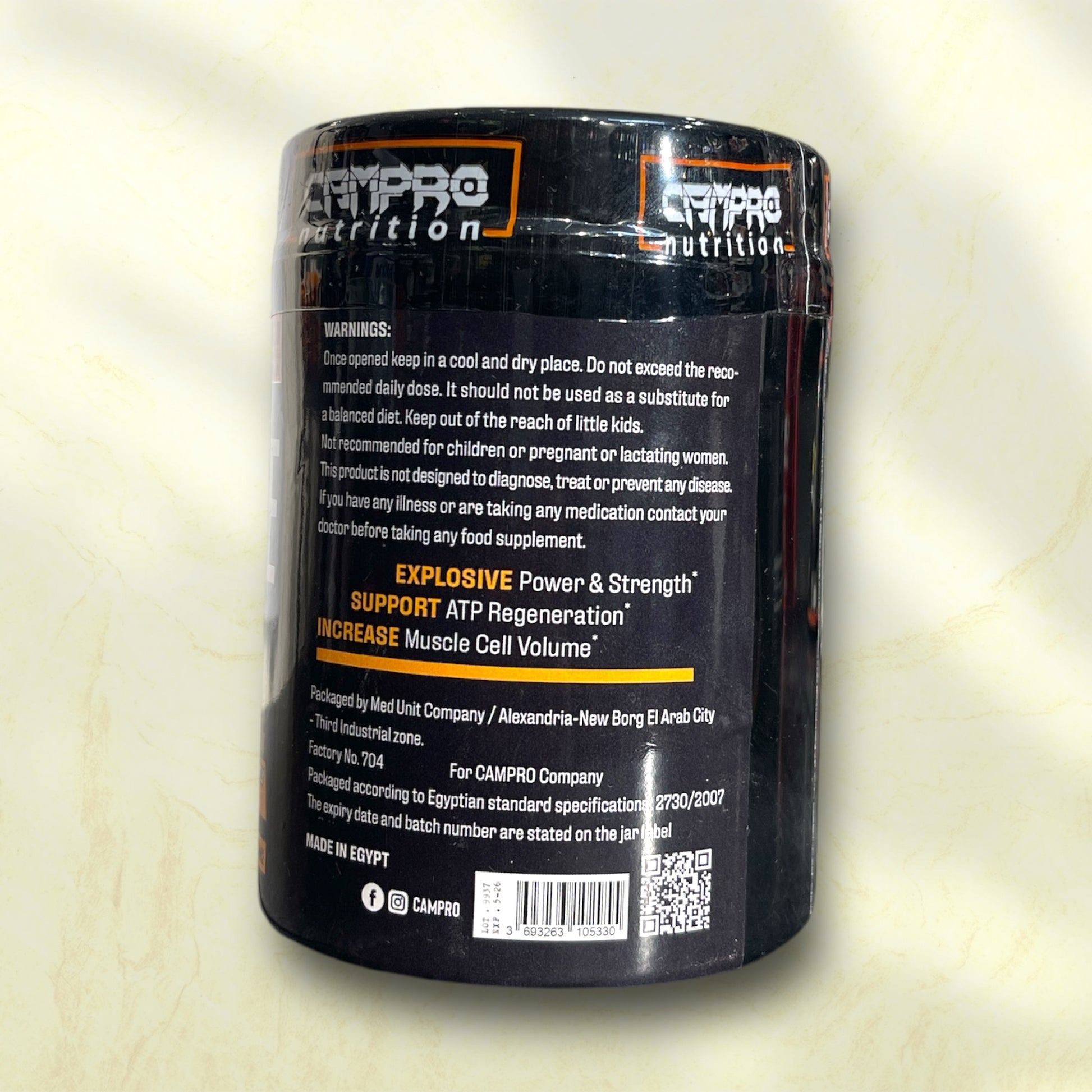 Campro Nutrition Creatine Monohydrate is a top-tier creatine supplement designed to help athletes and fitness - Power Fit Supplements Egypt
