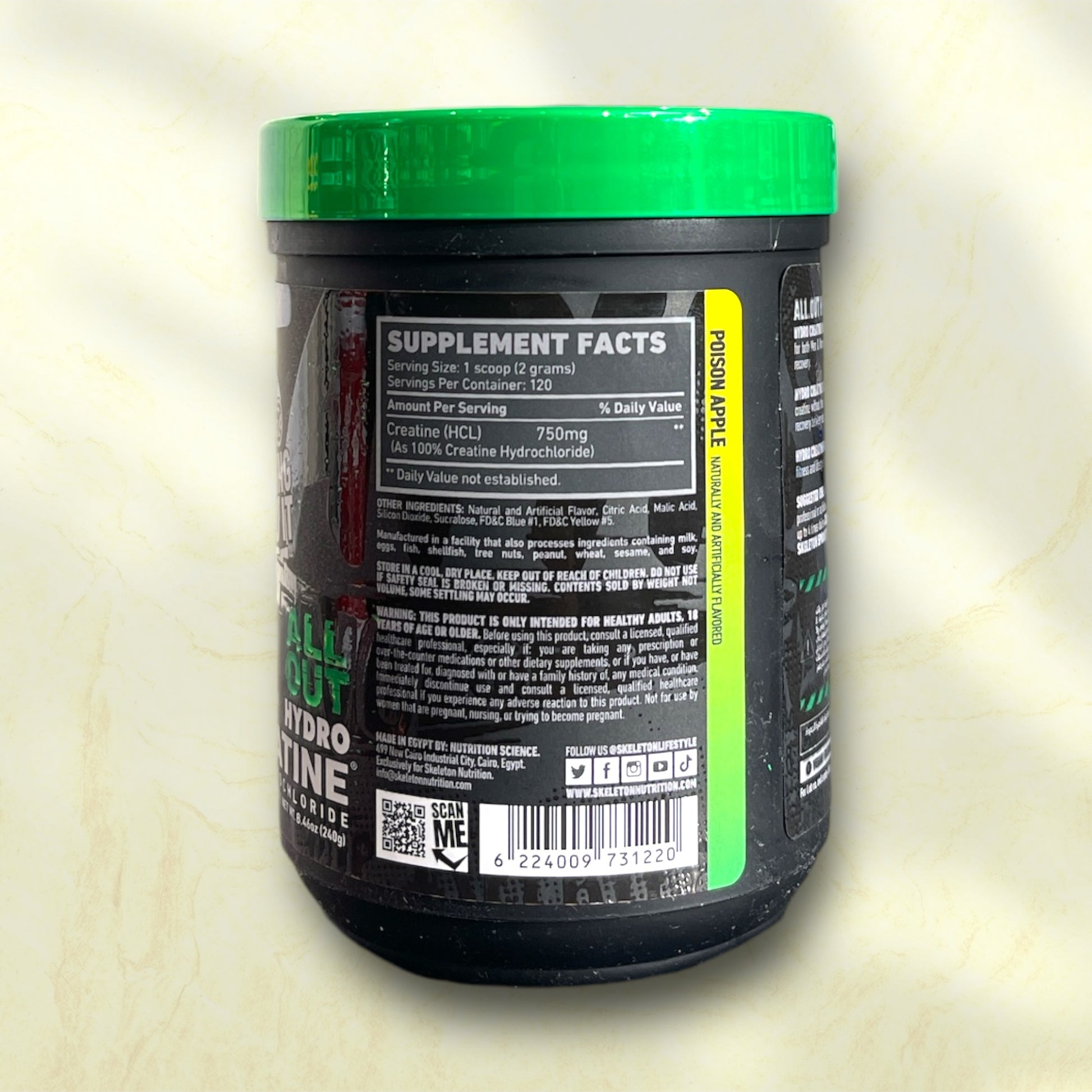 Skeleton Creatine HCL (Creatine Hydrochloride) is an advanced form of creatine that is highly water-soluble, - Power Fit Supplements Egypt