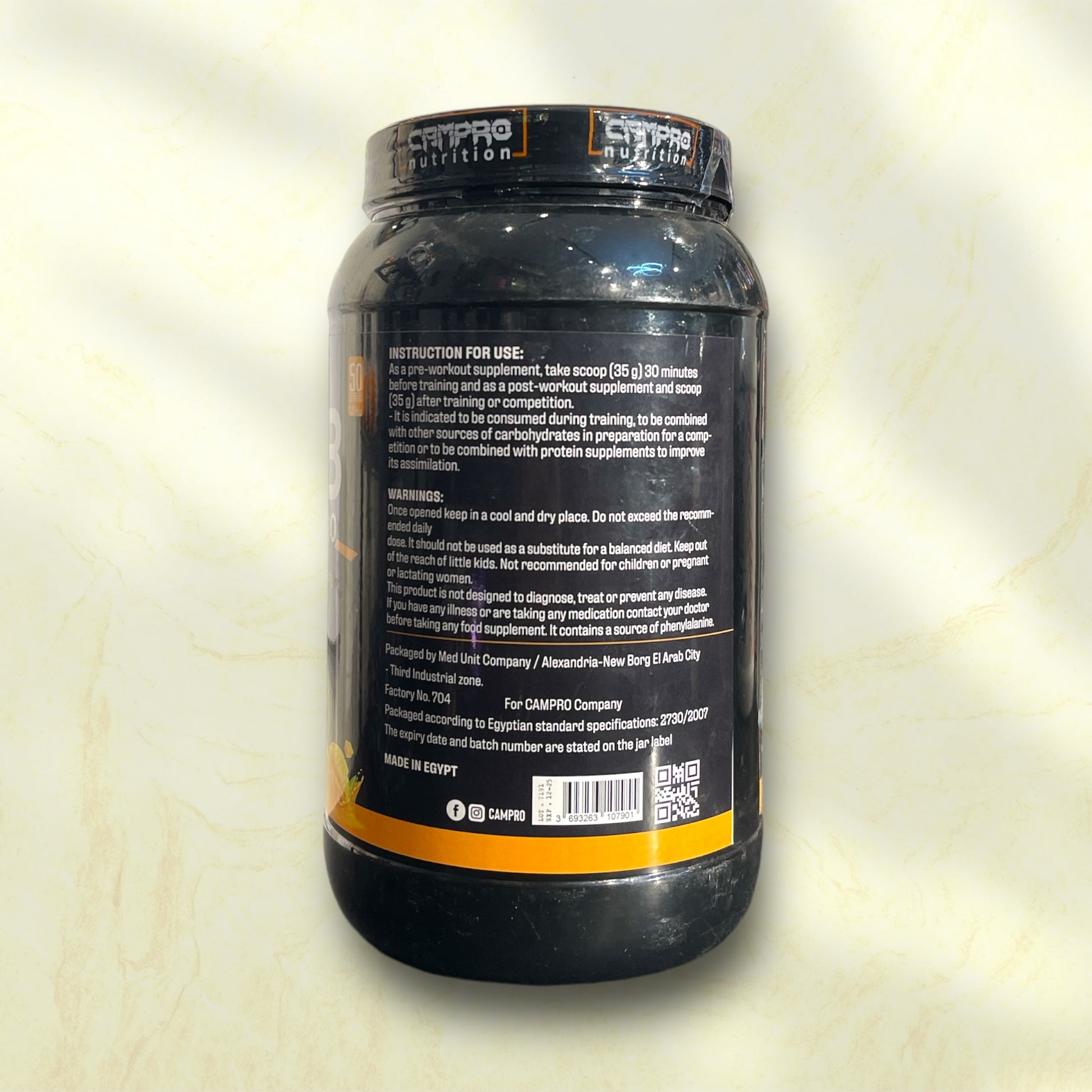 Campro Nutrition Carb is a carbohydrate supplement designed to support energy levels during intense physical activity, - Power Fit Supplements Egypt