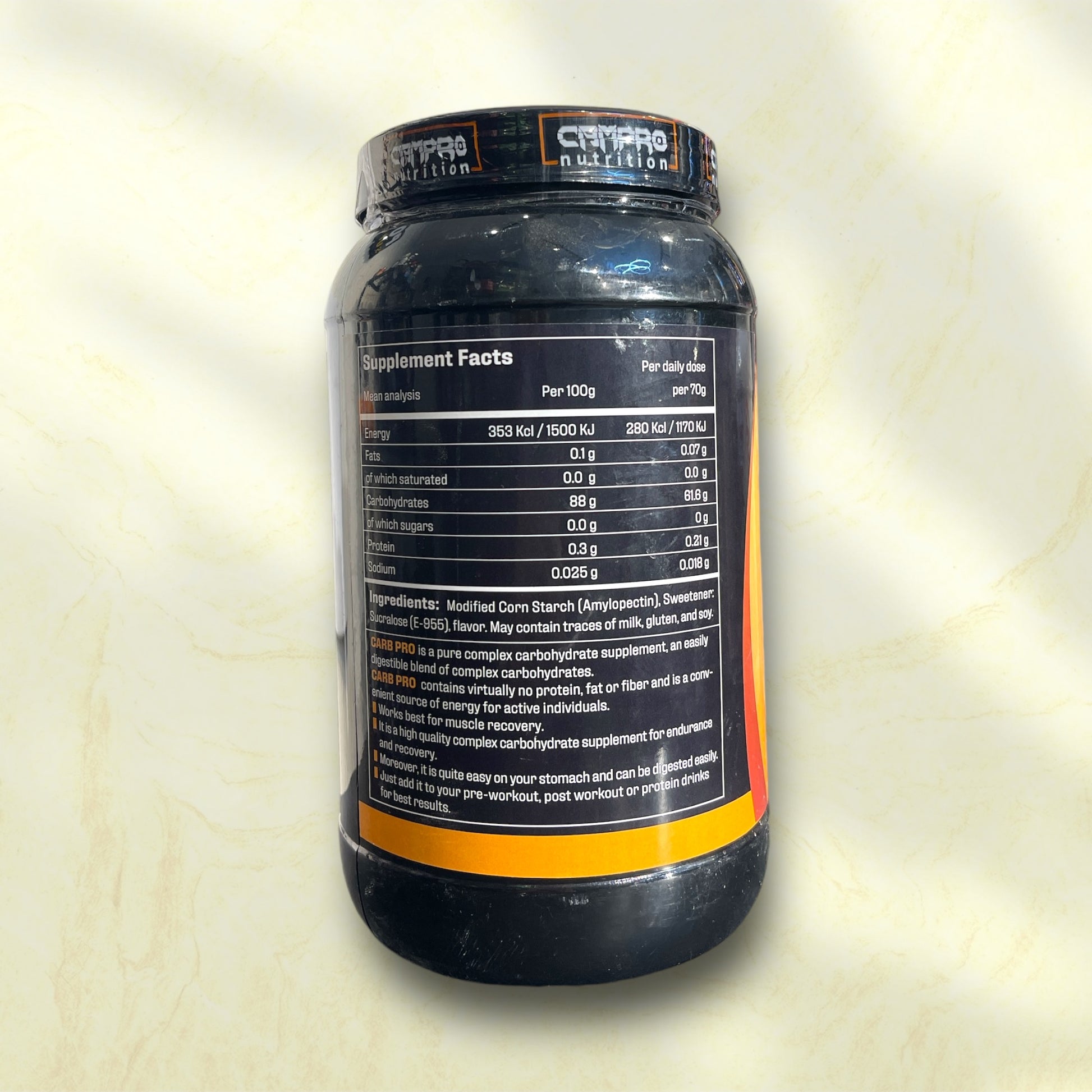 Campro Nutrition Carb is a carbohydrate supplement designed to support energy levels during intense physical activity, - Power Fit Supplements Egypt