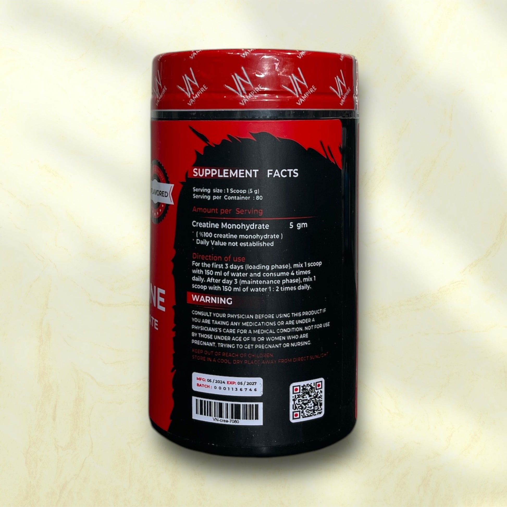 Vampire Nutrition 100% Creatine Monohydrate – Boost Muscle Power and Strength - Power Fit Supplements Egypt