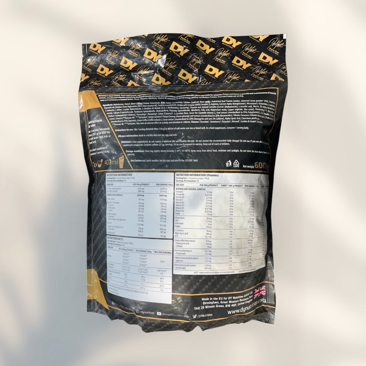 DY Metabolic Mass Gainer – Advanced Lean Mass Formula
