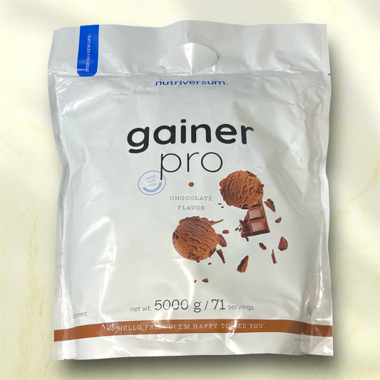Nutriversum Gainer Pro is a high-calorie mass gainer supplement designed to support muscle growth, enhance recovery, and provide sustained energy.