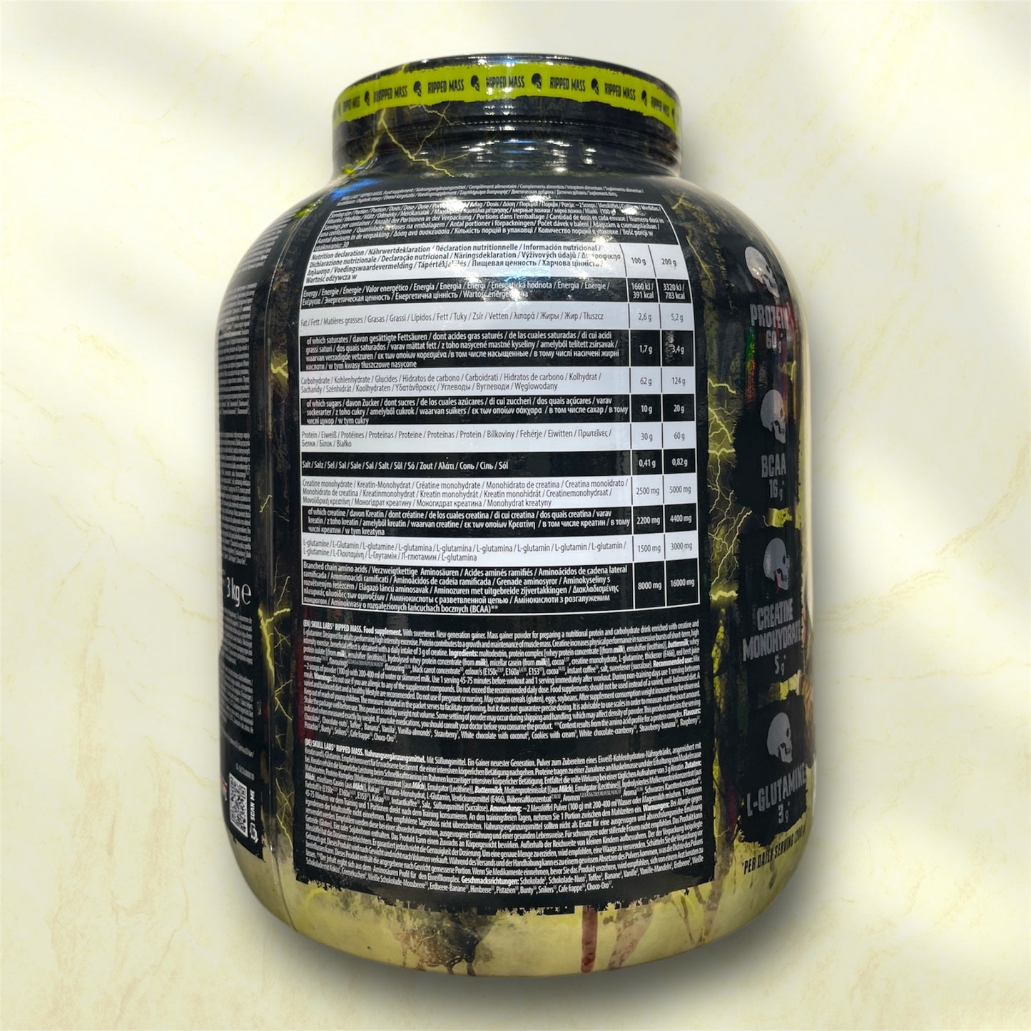Skull Labs Ripped Mass is a high-calorie mass gainer supplement designed to support muscle growth and recovery for individuals engaged in intense training regimens.