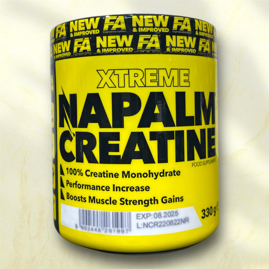 Xtreme Napalm Creatine by FA Nutrition is a premium creatine monohydrate supplement designed to enhance athletic performance,