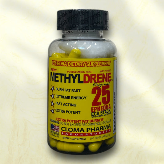 Methyldrene 25 is a potent thermogenic fat burner developed by Cloma Pharma, designed to support weight loss and enhance energy levels.