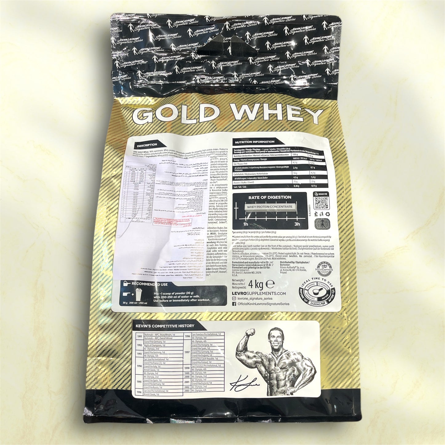 Kevin Levrone Gold Whey is a premium whey protein concentrate supplement formulated to support muscle growth, recovery, and overall athletic performance.